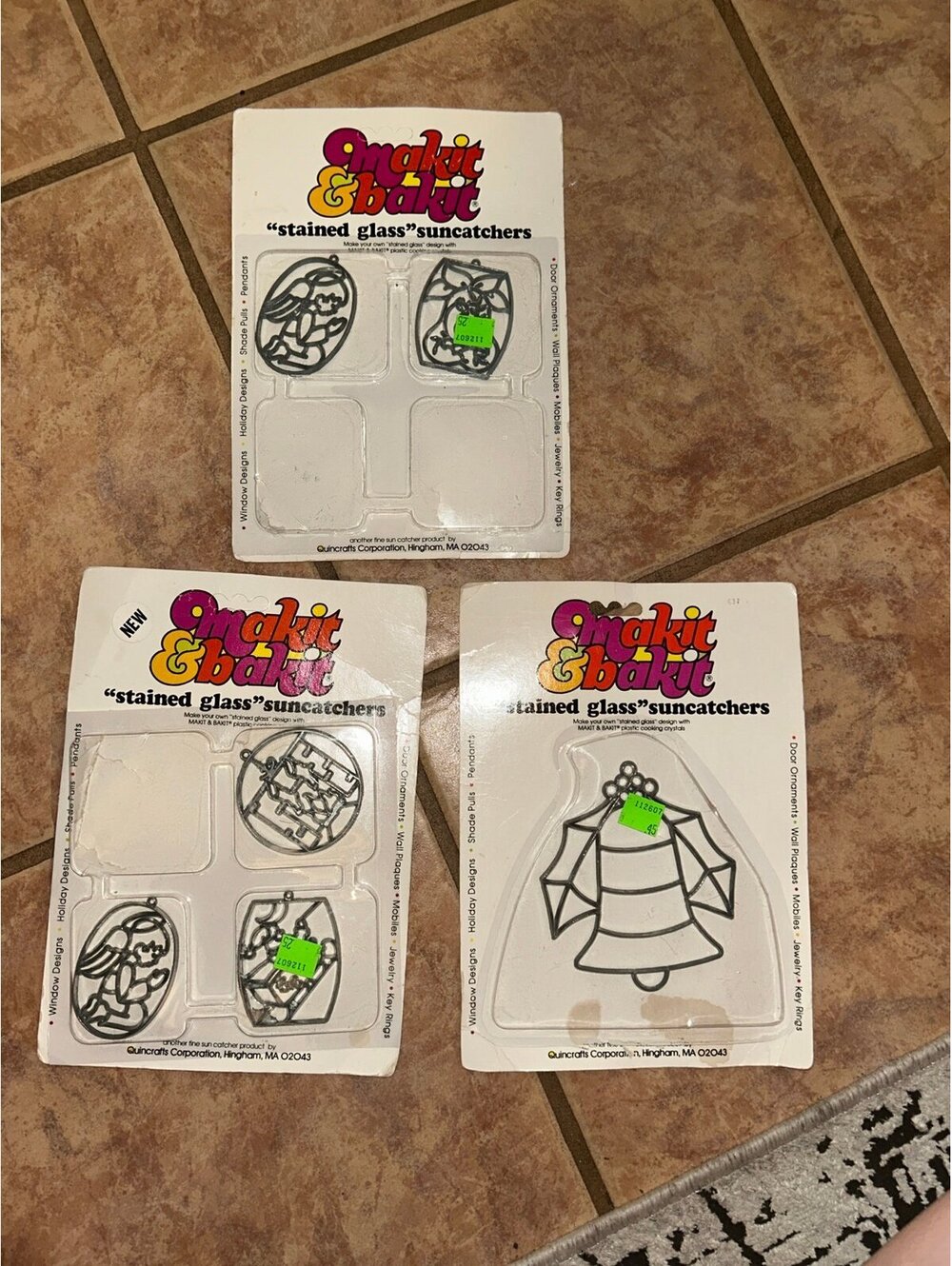 Vintage Makit & Bakit Stained Glass Suncatchers Lot Quincrafts Christmas Crafts